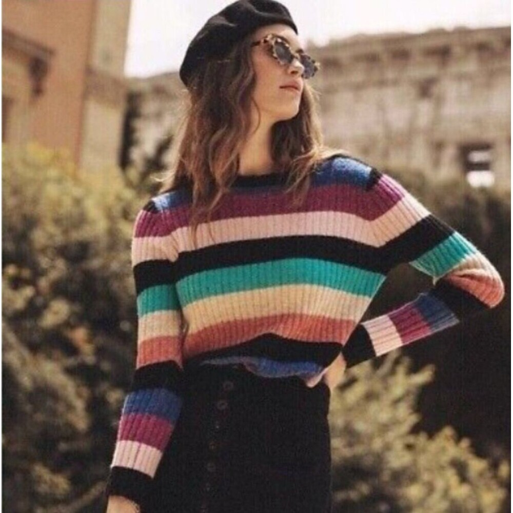 Rails Kylie Alpaca Blend Pullover Sweater Women's S Striped Multicolor Preppy